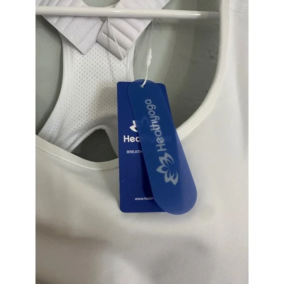 Healthyoga White Athletic Sports Bra Support Medium Impact Breathable NWT - Picture 5 of 6